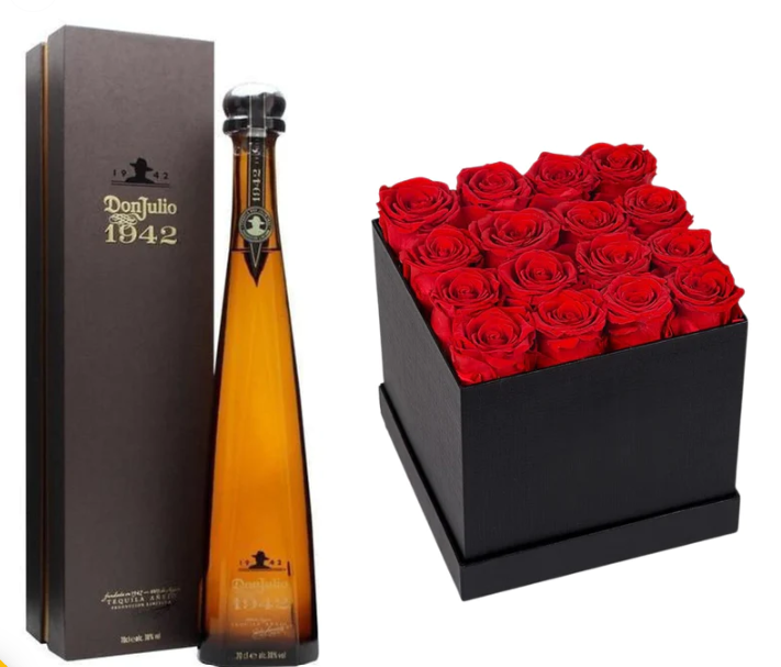 Don Julio 1942 Tequila Anejo Preserved  Rose Gift Set