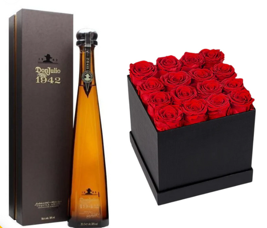 Don Julio 1942 Tequila Anejo Preserved  Rose Gift Set