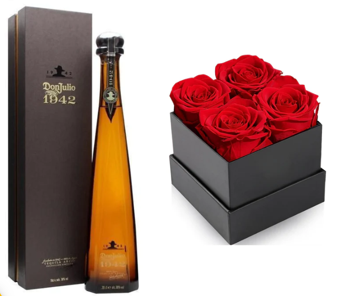 Don Julio 1942 Tequila Anejo Preserved  Rose Gift Set