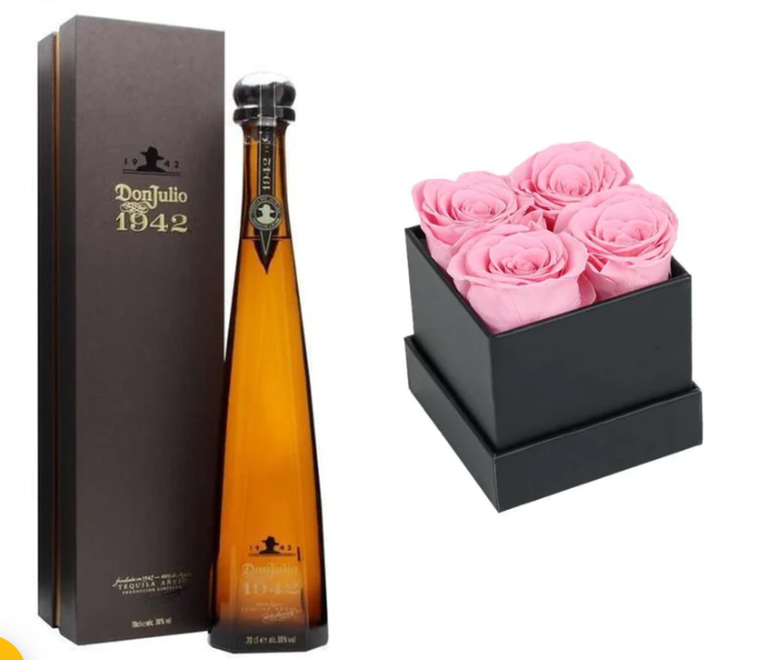 Don Julio 1942 Tequila Anejo Preserved  Rose Gift Set