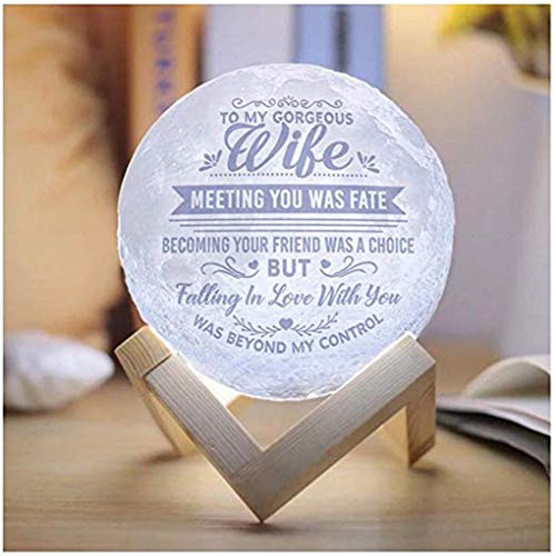 Engraved & Customized Moon Lamp Night Light-To Gorgeous Wife