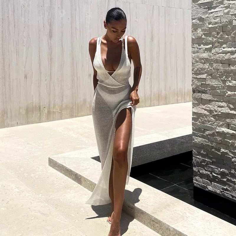 Knitted Beach Sexy Plunge bikini cover for Women